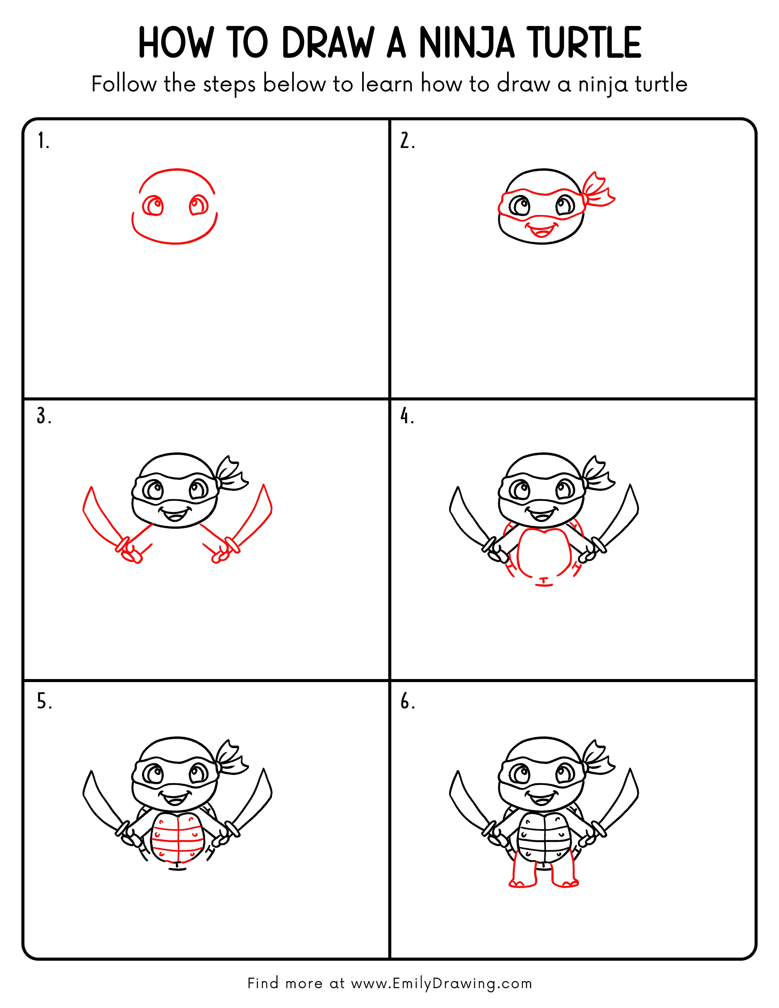 Printable Ninja Turtle Drawing Guide